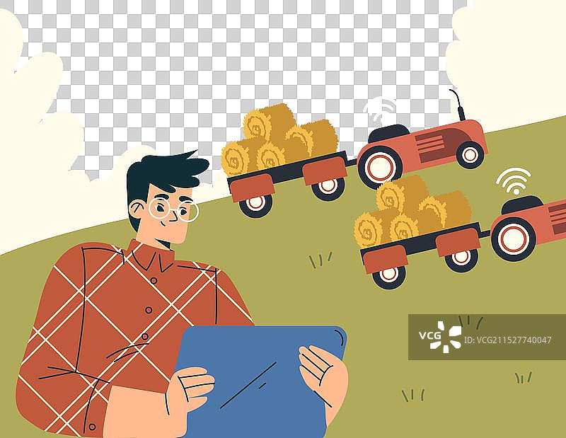 现代农业设备与男性角色图片素材