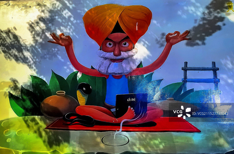 圣诞老人驾着雪橇在挥手图片素材