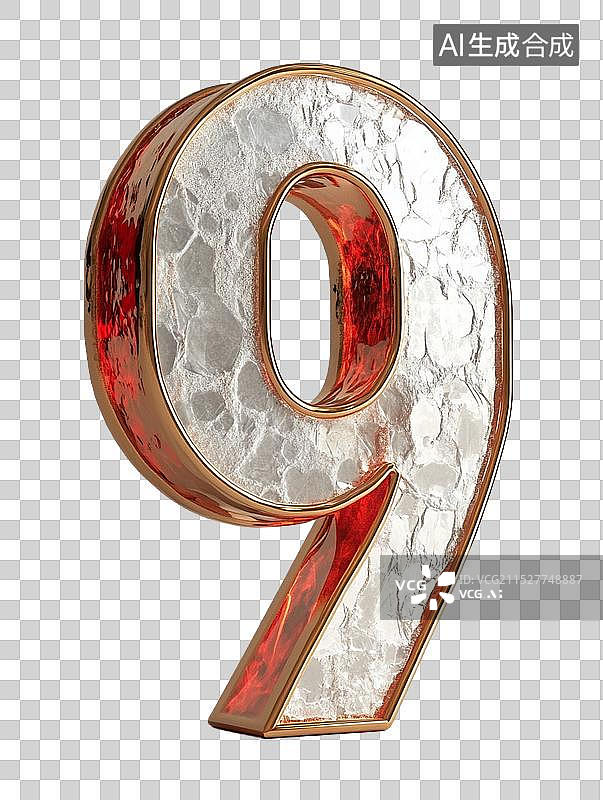 【AI数字艺术】红色金色3D免扣数字图片素材