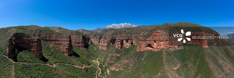 甘肃省甘南藏族自治州临潭县冶力关赤壁幽谷景区航拍全景图图片素材