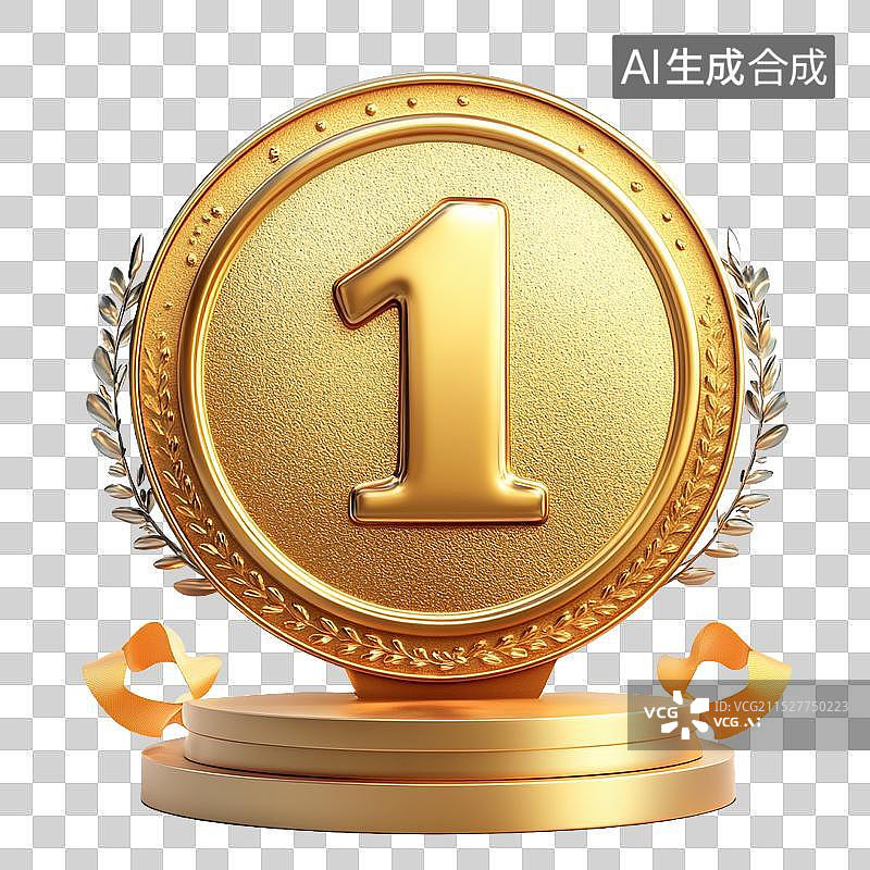 【AI数字艺术】金银铜奖章奖牌徽章图片素材