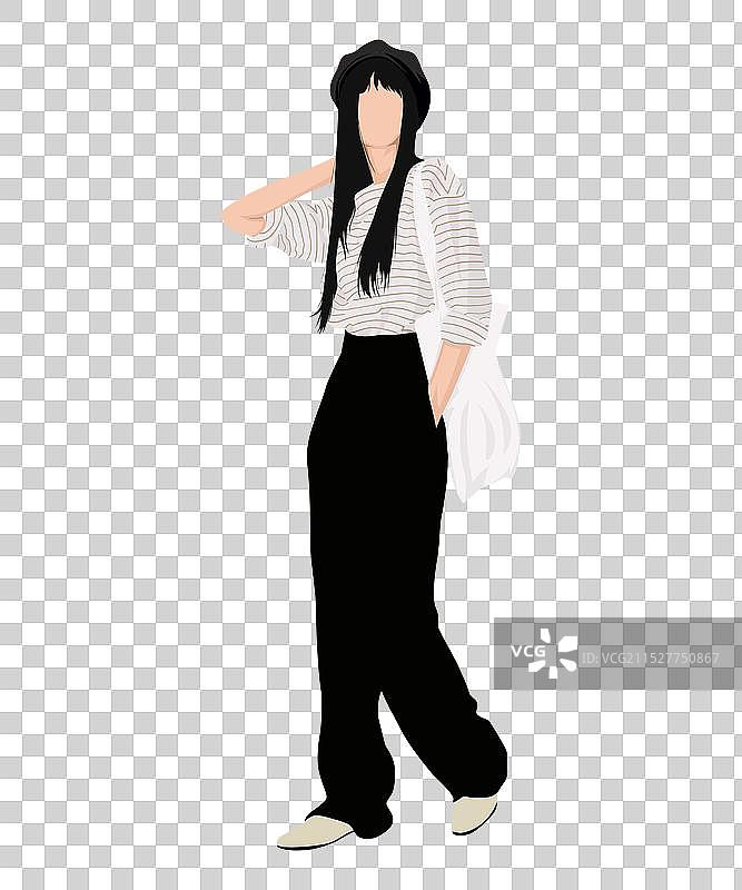 穿着条纹上衣的女人图片素材