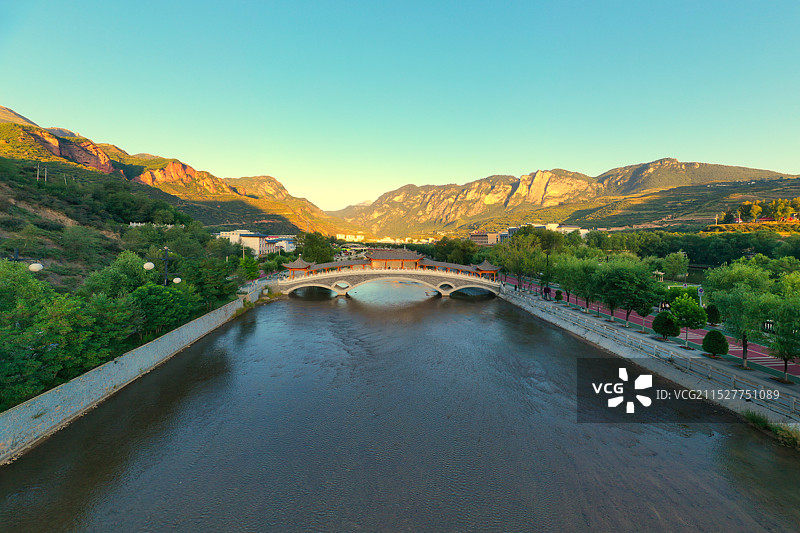 甘肃省甘南藏族自治州临潭县冶力关航拍城区图图片素材