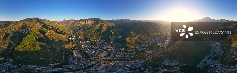 甘肃省甘南藏族自治州临潭县冶力关航拍全景图图片素材