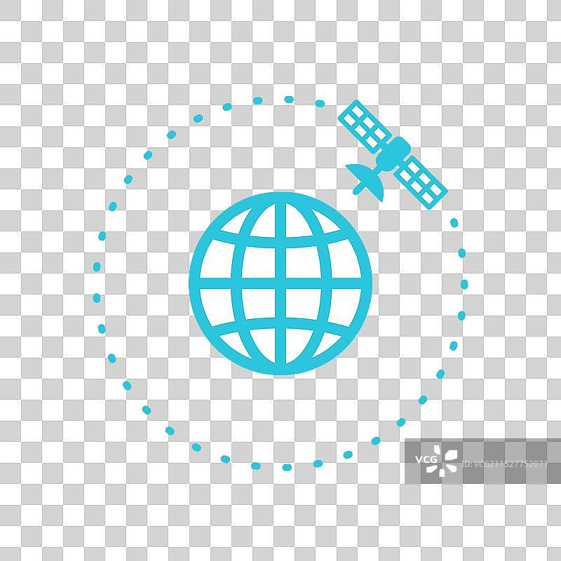 带地球图标的卫星，孤立在白色背景上图片素材