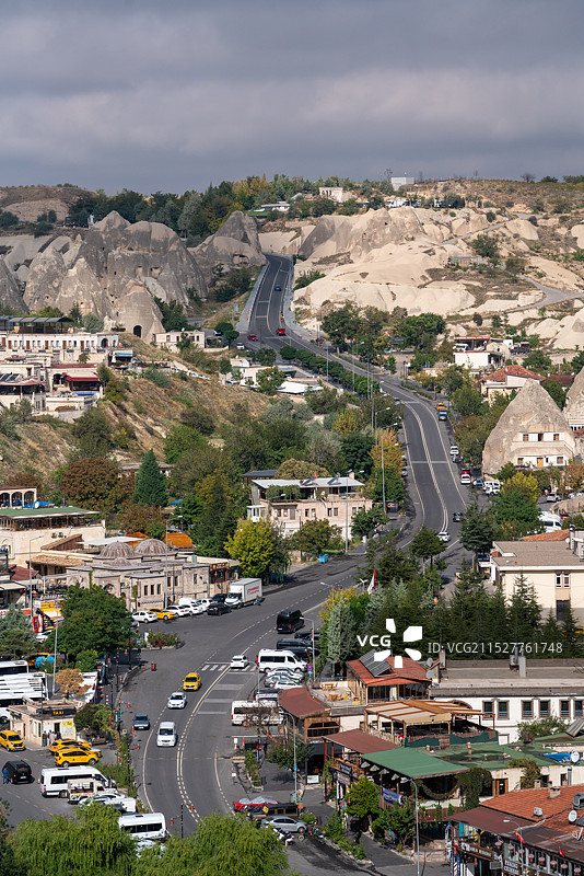 土耳其卡帕多奇亚格雷梅小镇与乌奇萨尔城堡图片素材