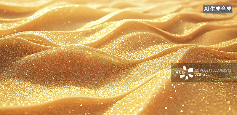 【AI数字艺术】金闪闪的沙子和绸带图片素材