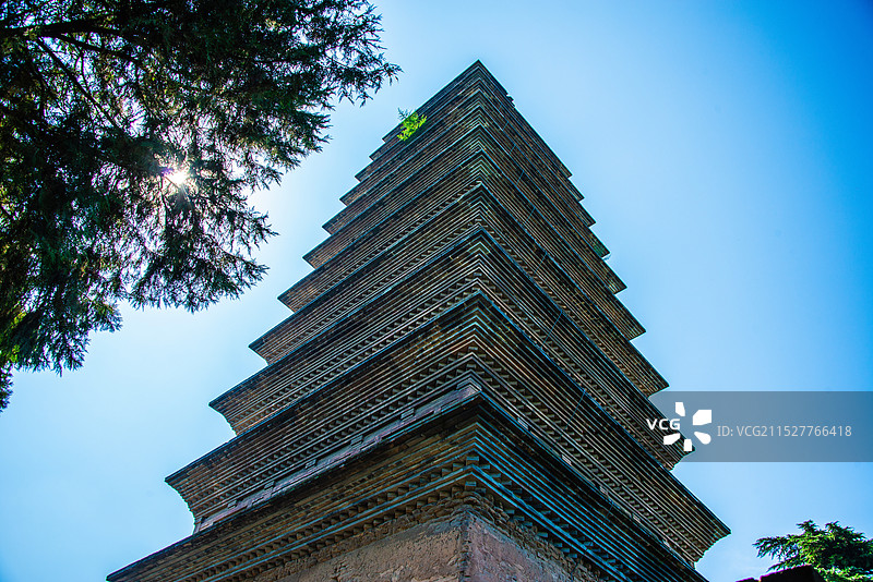 西安香积寺（始建于唐高宗永隆二年）古建筑景观图片素材