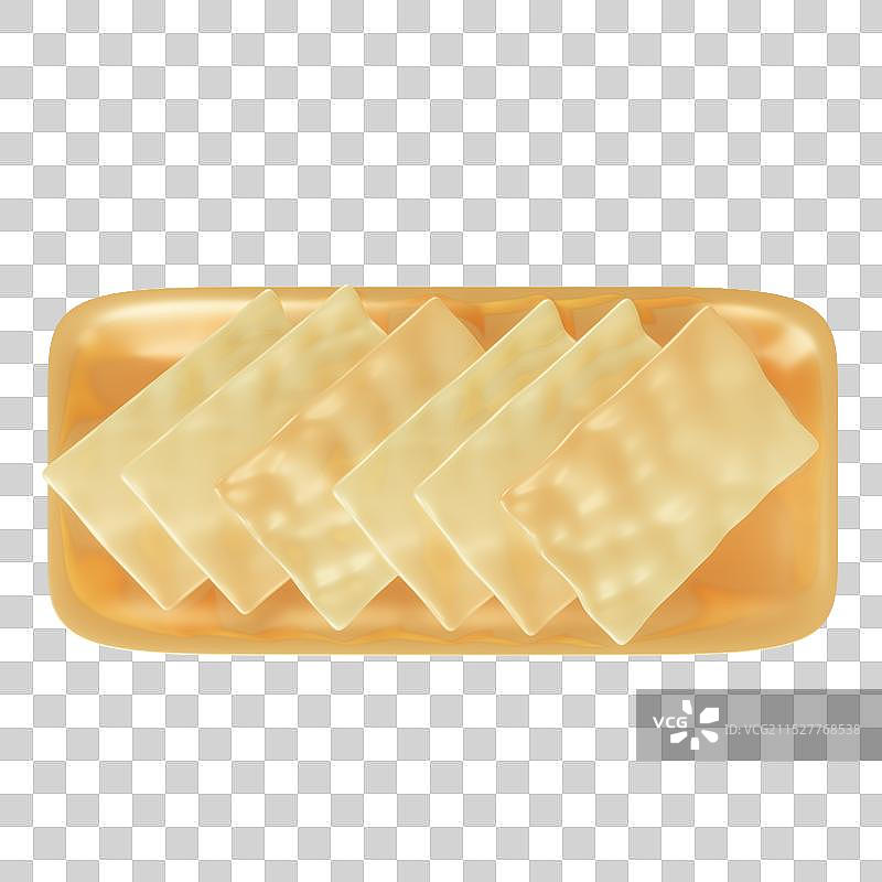 一盘豆皮  金色盘子 火锅食材 3d立体插画元素图片素材