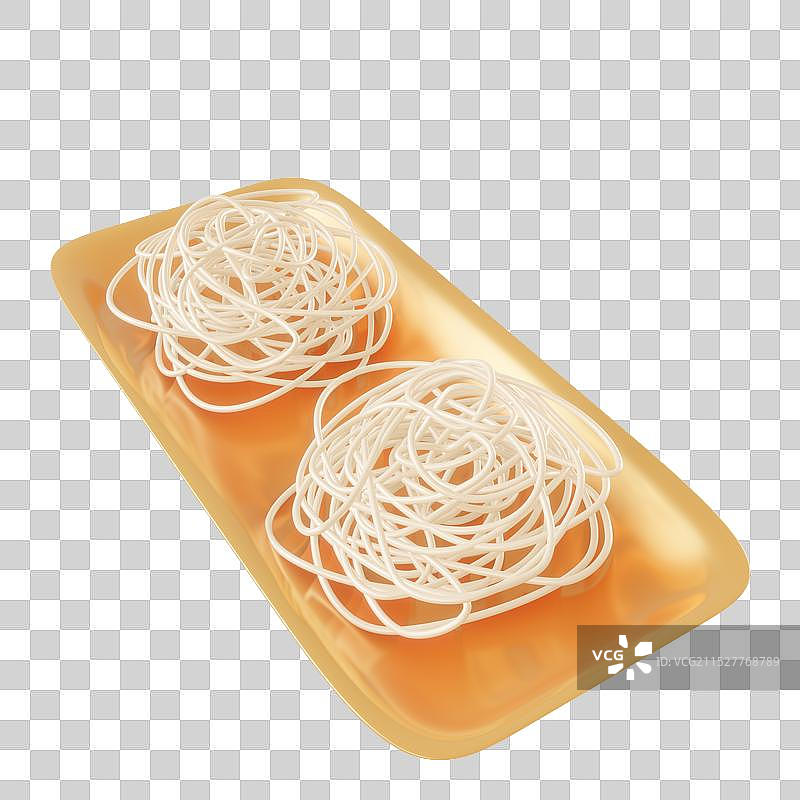 一盘素面 金色盘子 火锅食材 3d立体插画元素图片素材