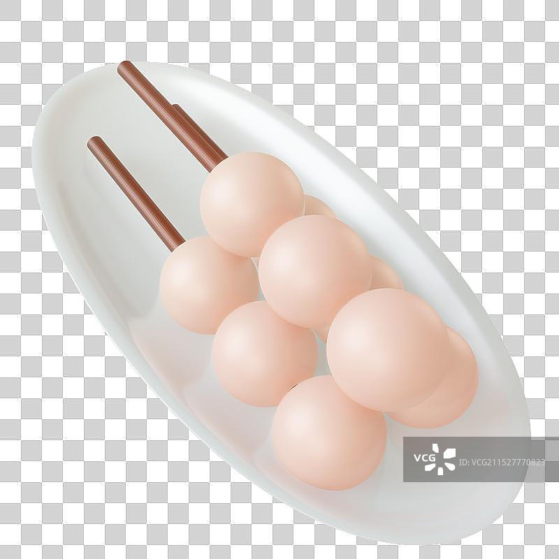 一盘鱼丸 白色瓷盘 火锅食材 3d立体插画元素图片素材