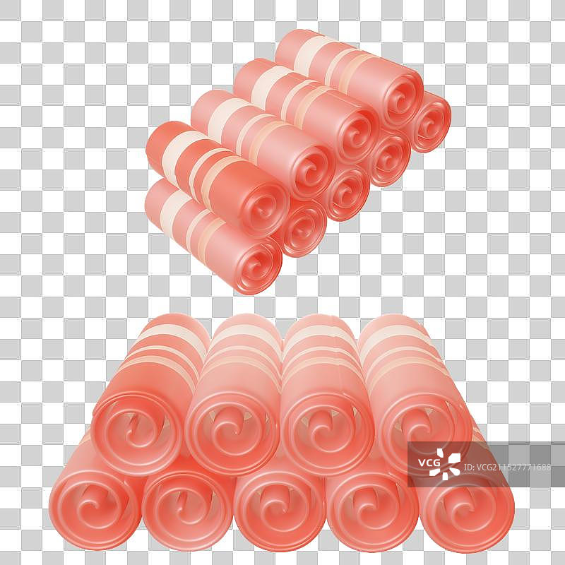 羊肉卷 肉卷 火锅 火锅食材 3d立体插画元素图片素材
