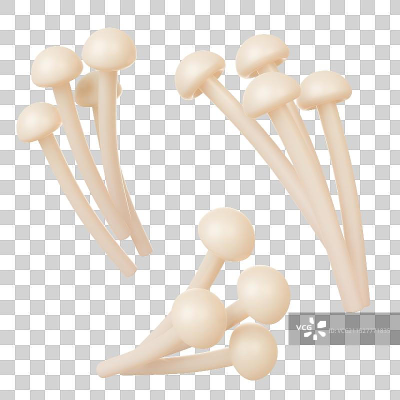 白玉菇 金针菇 火锅 火锅食材 3d立体插画元素图片素材
