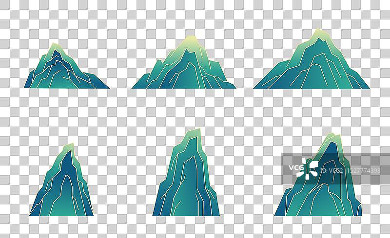 中国风山峰青山国潮插画元素图片素材