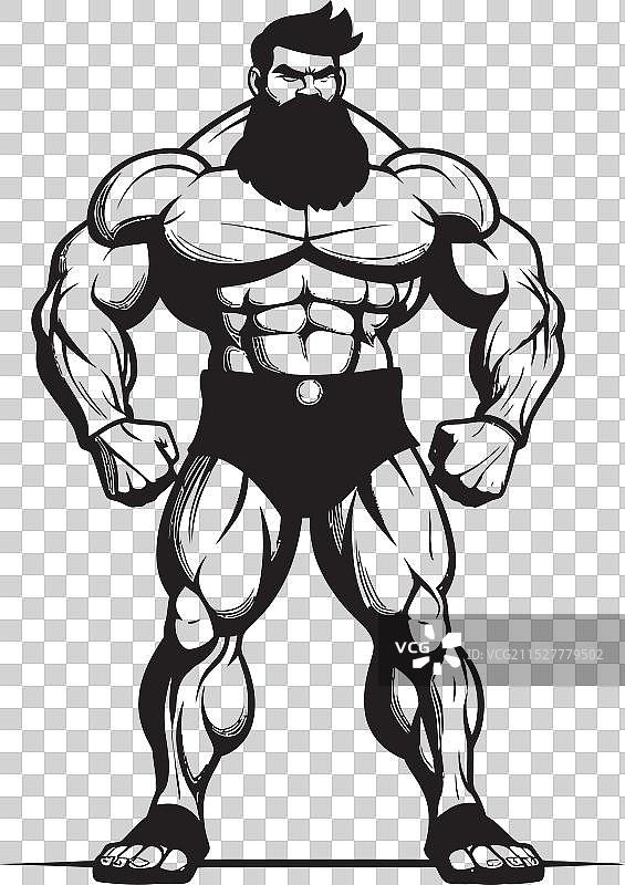 三角肌发电机的漫画，庆祝力量的象征图片素材