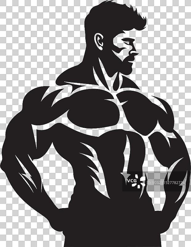 健身房男性标志，肌肉威严图片素材