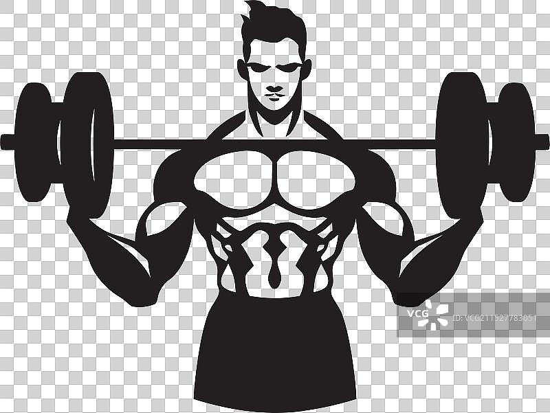 健身房男性标志设计力量徽章黑色图片素材