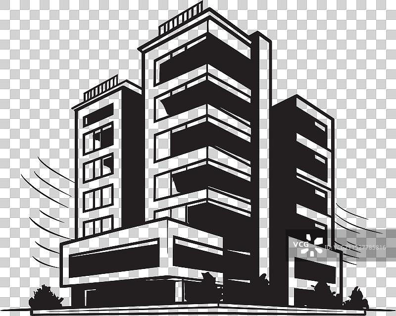 炭黑色住宅塔楼轮廓建筑图片素材