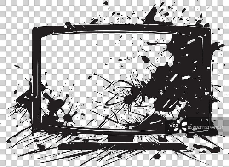 破损的手表盒，黑色图形的破碎电视图片素材