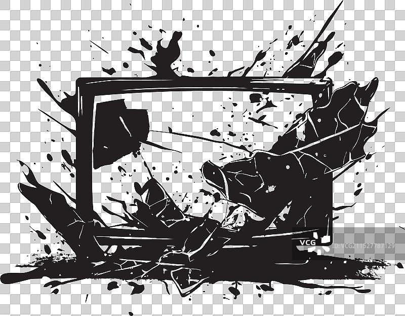 破碎的电视屏幕碎裂的画面图片素材
