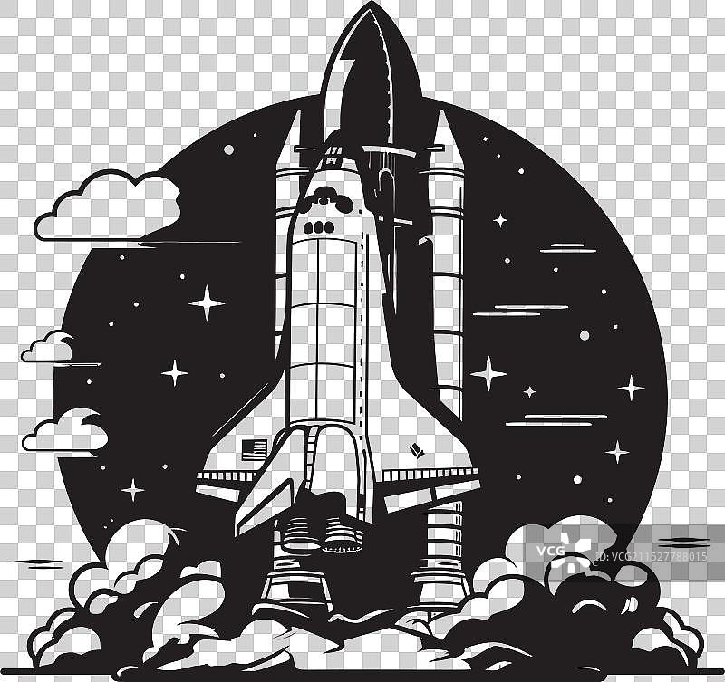 太空火箭的黑色星际探险者图片素材