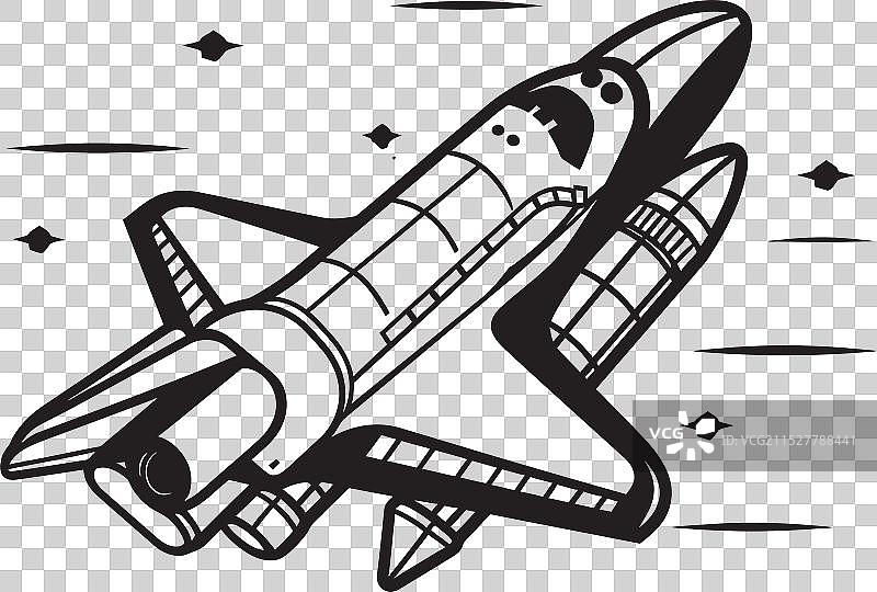 黑色电影风格的星际探险火箭设计图片素材