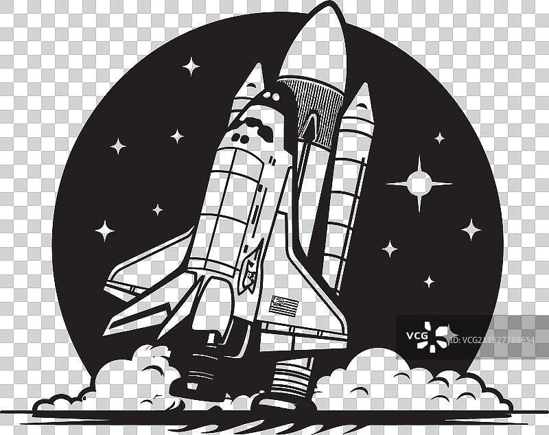 星际探险者黑色火箭图标图片素材