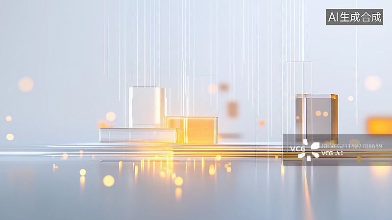 【AI数字艺术】商务科技主题海报——抽象金色几何图形背景图片素材