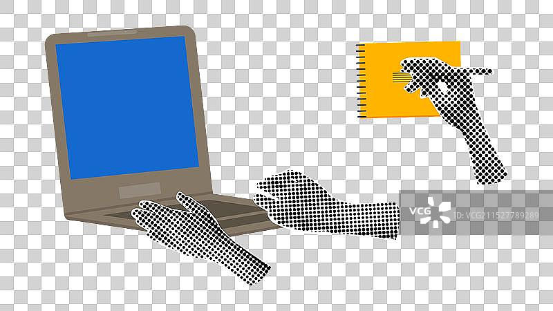 返校季拼贴半色调手部集合图片素材
