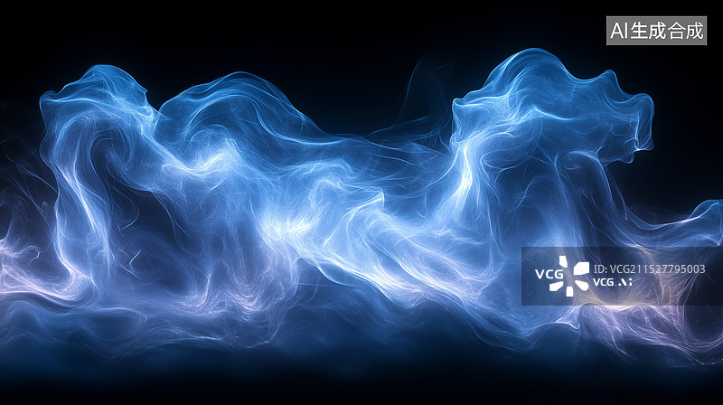 【AI数字艺术】蓝色能量波抽象背景图片素材
