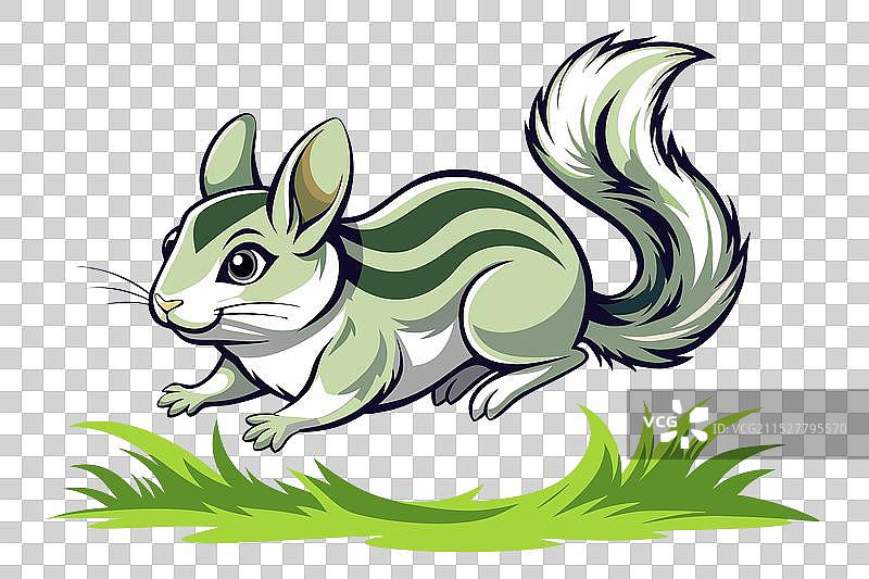 草丛中跳跃的毛丝鼠剪影图片素材