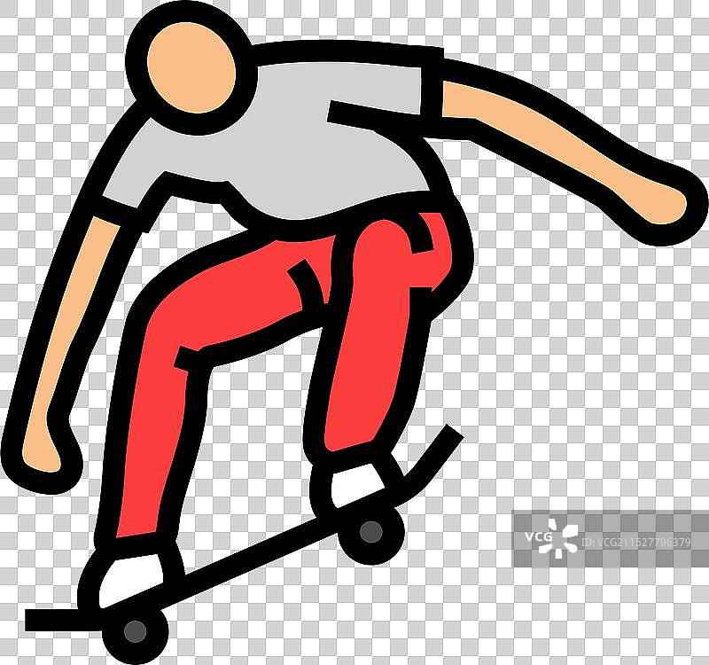 滑板运动的彩色图标图片素材