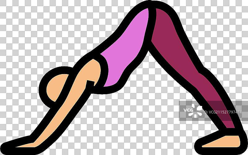 向下犬式（Adho Mukha Svanasana）彩色插图图片素材