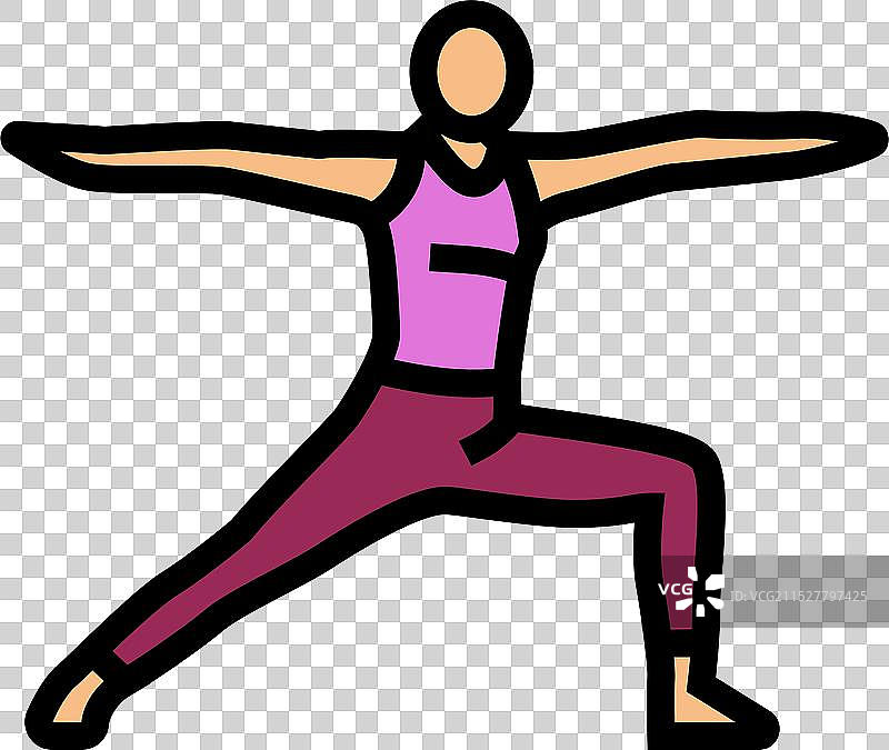 战士二式（Virabhadrasana II）瑜伽彩色图标图片素材