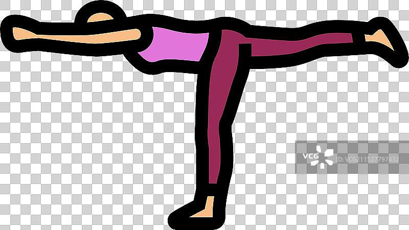 战士三式（Virabhadrasana III）瑜伽彩色图标图片素材