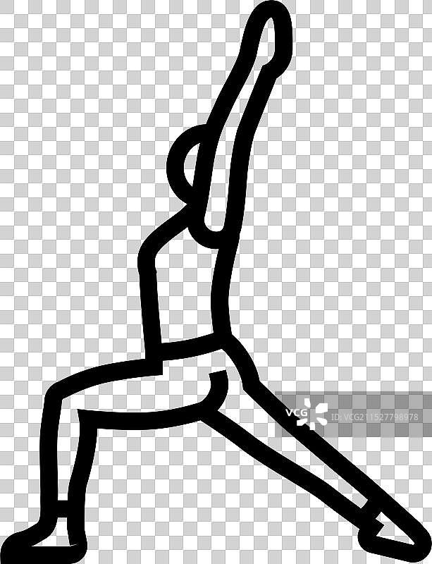 战士一式（Virabhadrasana I）瑜伽线条图标图片素材