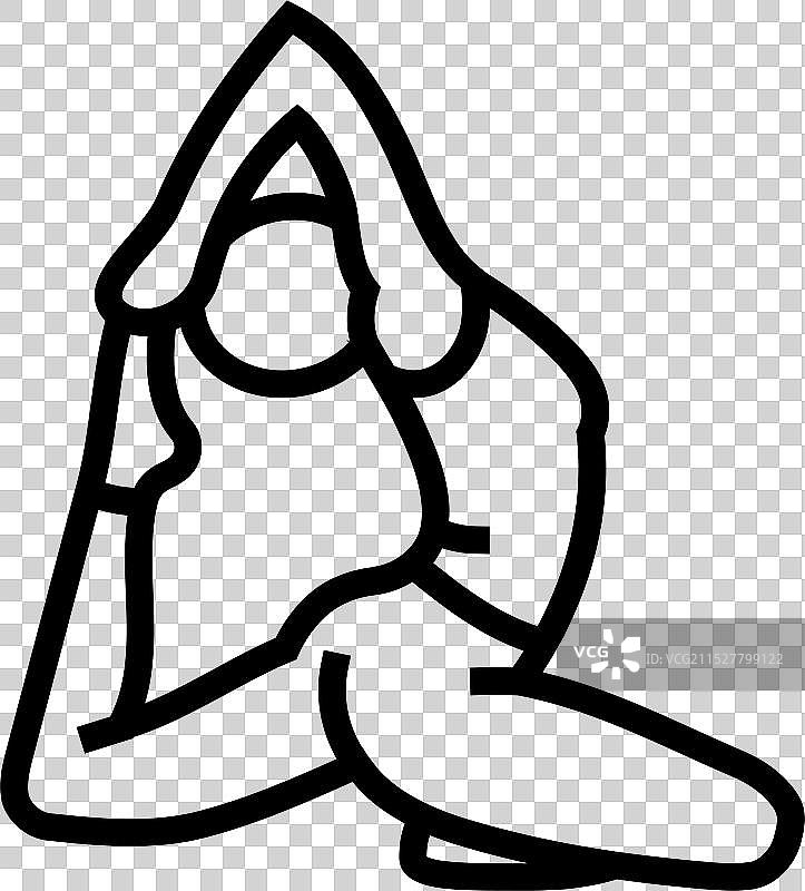 鸽子式单腿王后姿势瑜伽线条图标图片素材