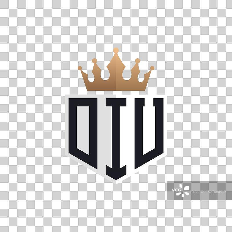 奢华的DIU标志，配有皇冠和优雅的首字母DIU图片素材