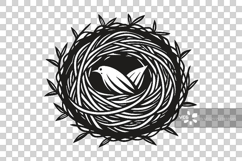 鸟巢剪影图片素材