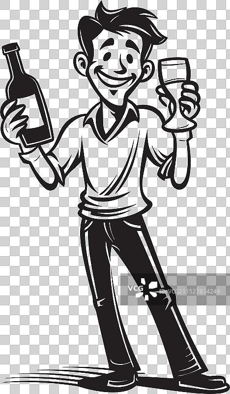 醉酒的快乐图像，表现醉汉的狂喜图片素材