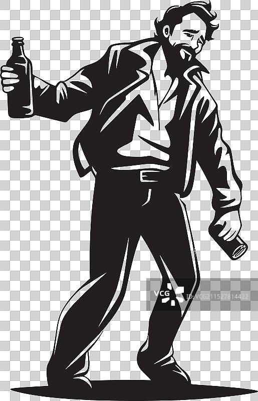 醉酒的快乐设计，展现醉汉的狂喜图片素材