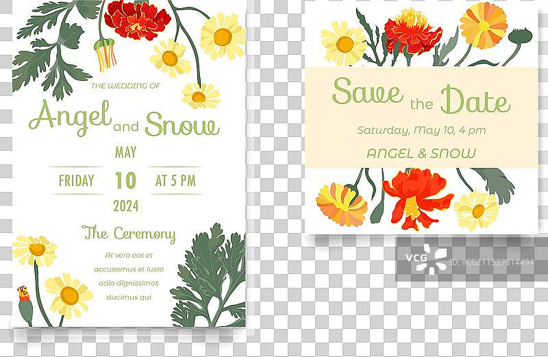 两张婚礼庆祝邀请卡图片素材