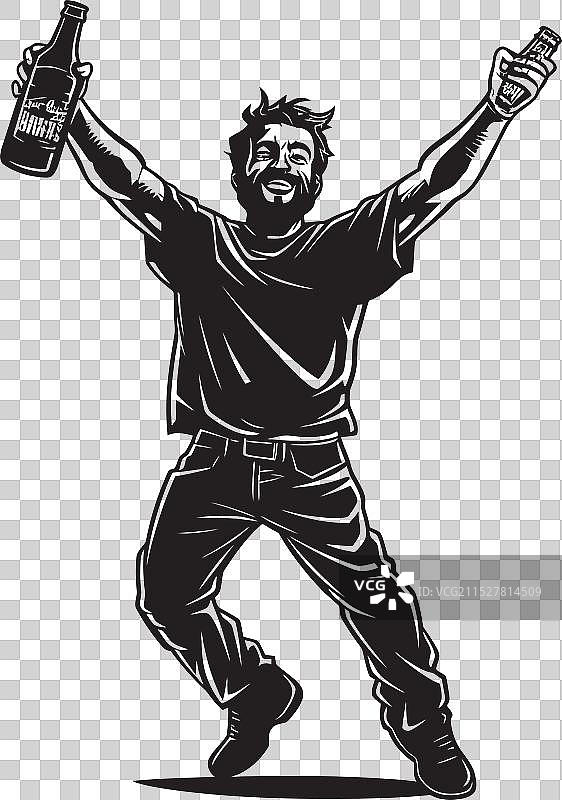 醉酒小调标志，醉汉在歌唱图片素材