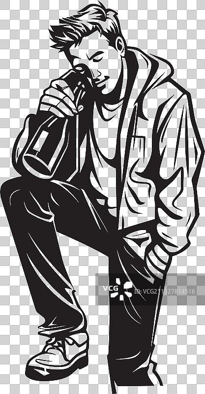 酒精债券设计，醉汉拥抱着一个图片素材