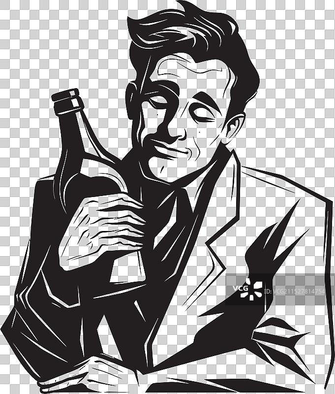 醉酒拥抱设计与一个醉汉图片素材