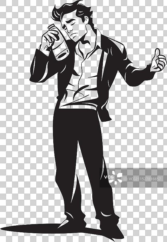 酒类爱好标志，展示一个醉汉在倾诉爱意图片素材