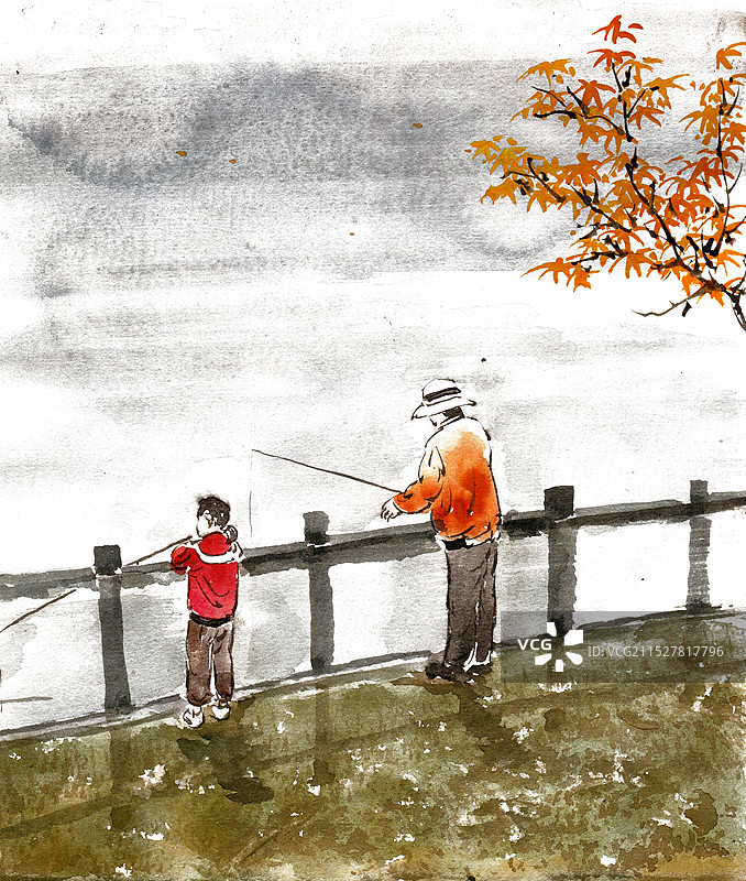 河边钓鱼图片素材