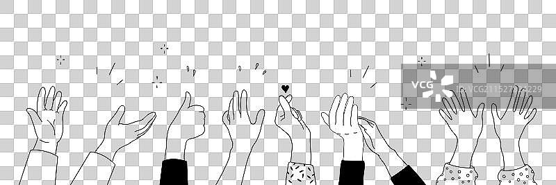 涂鸦风格的人类手掌鼓掌图案集图片素材