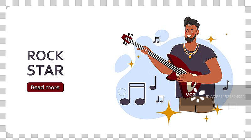 摇滚明星海报，手持电吉他的男子图片素材