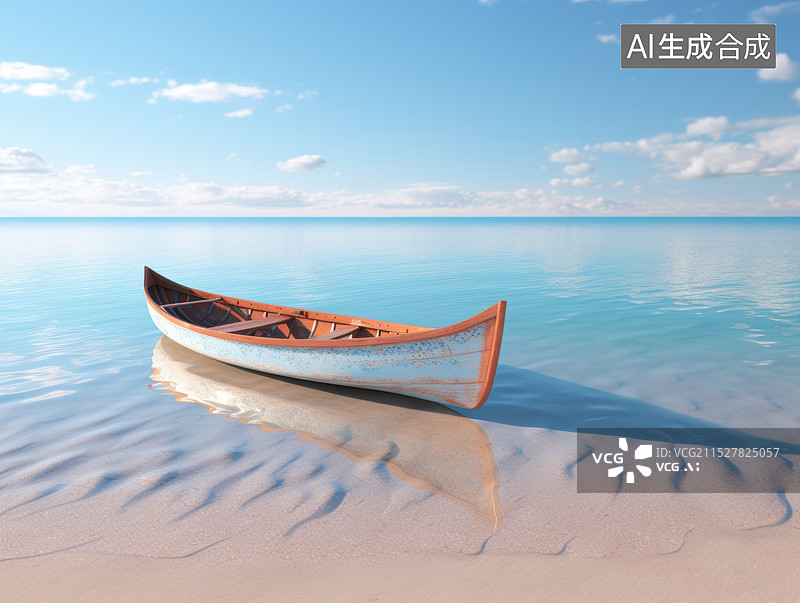 【AI数字艺术】海滩上的船图片素材